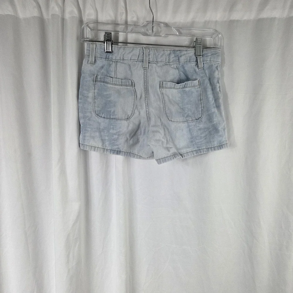 Old Navy Shorts Girls 12 Blue Chino Light Wash Denim Zip Fly Pockets Casual